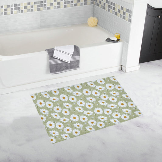 Daisy Yellow Print Pattern Bath Mat