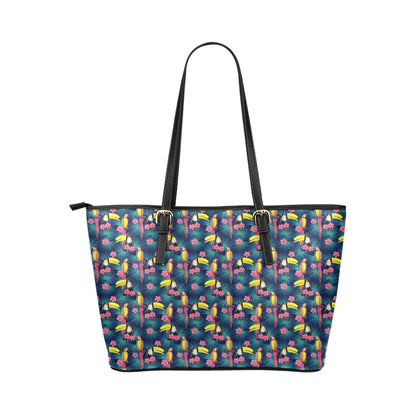Toucan Parrot Design Leather Tote Bag