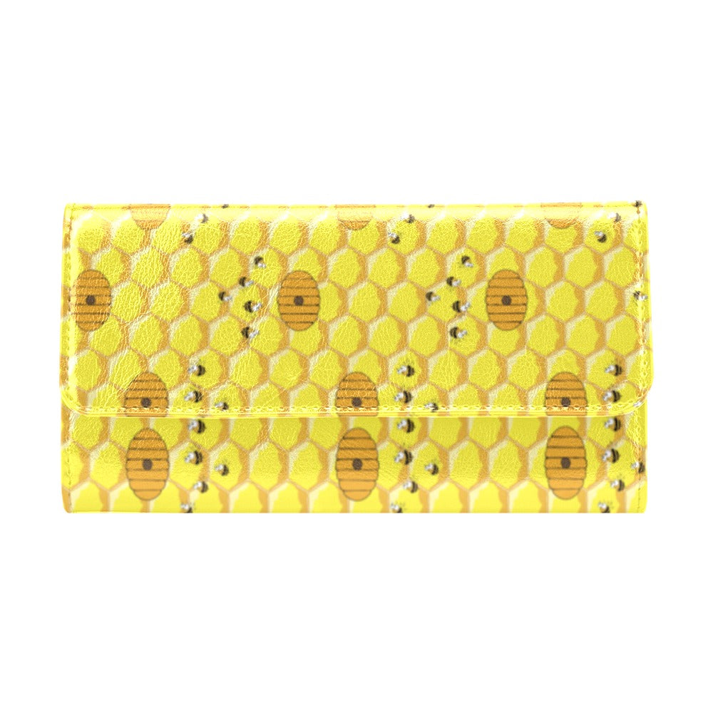 Honey Bee Print Design LKS303 Women's Trifold Wallet