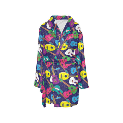 Ukulele Pattern Print Design 02 Women's Fleece Robe