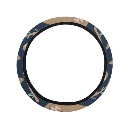 Sloth Print Design LKS307 Steering Wheel Cover with Elastic Edge