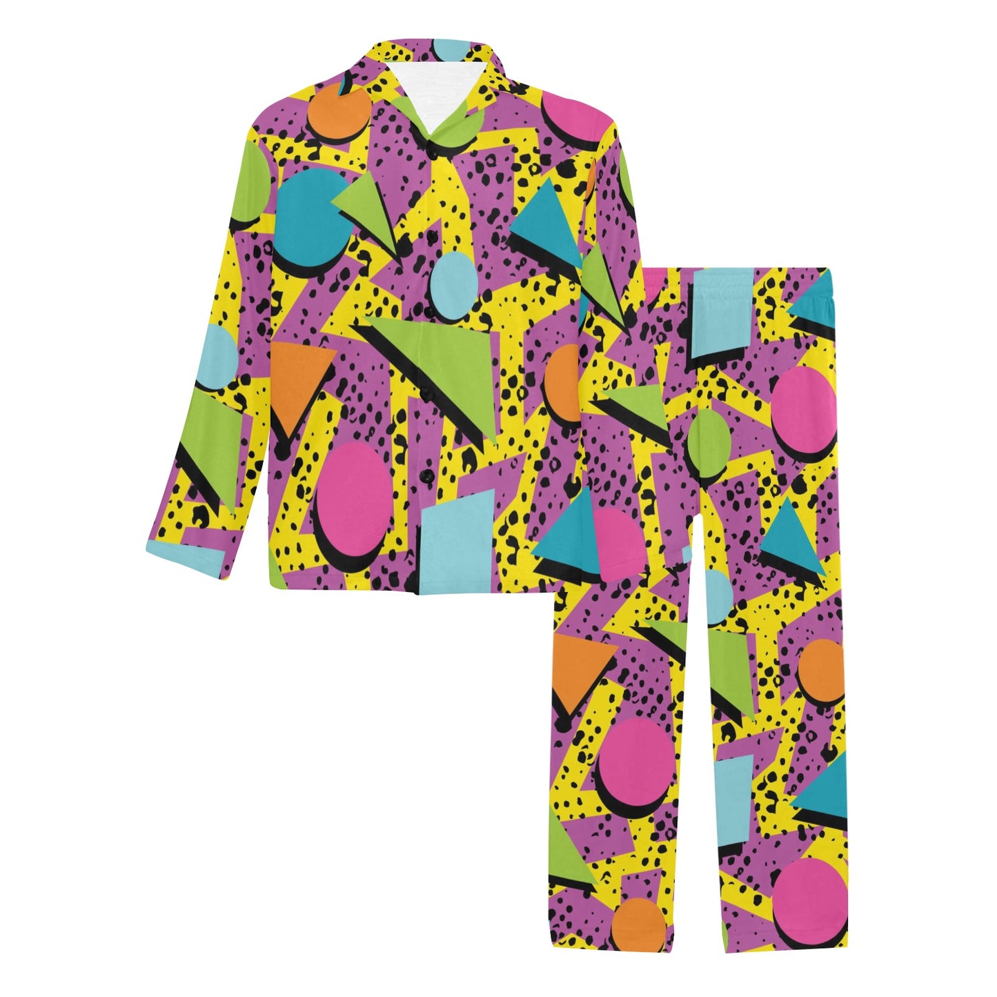 80s Pattern Print Design 1 Men's Long Pajama Set