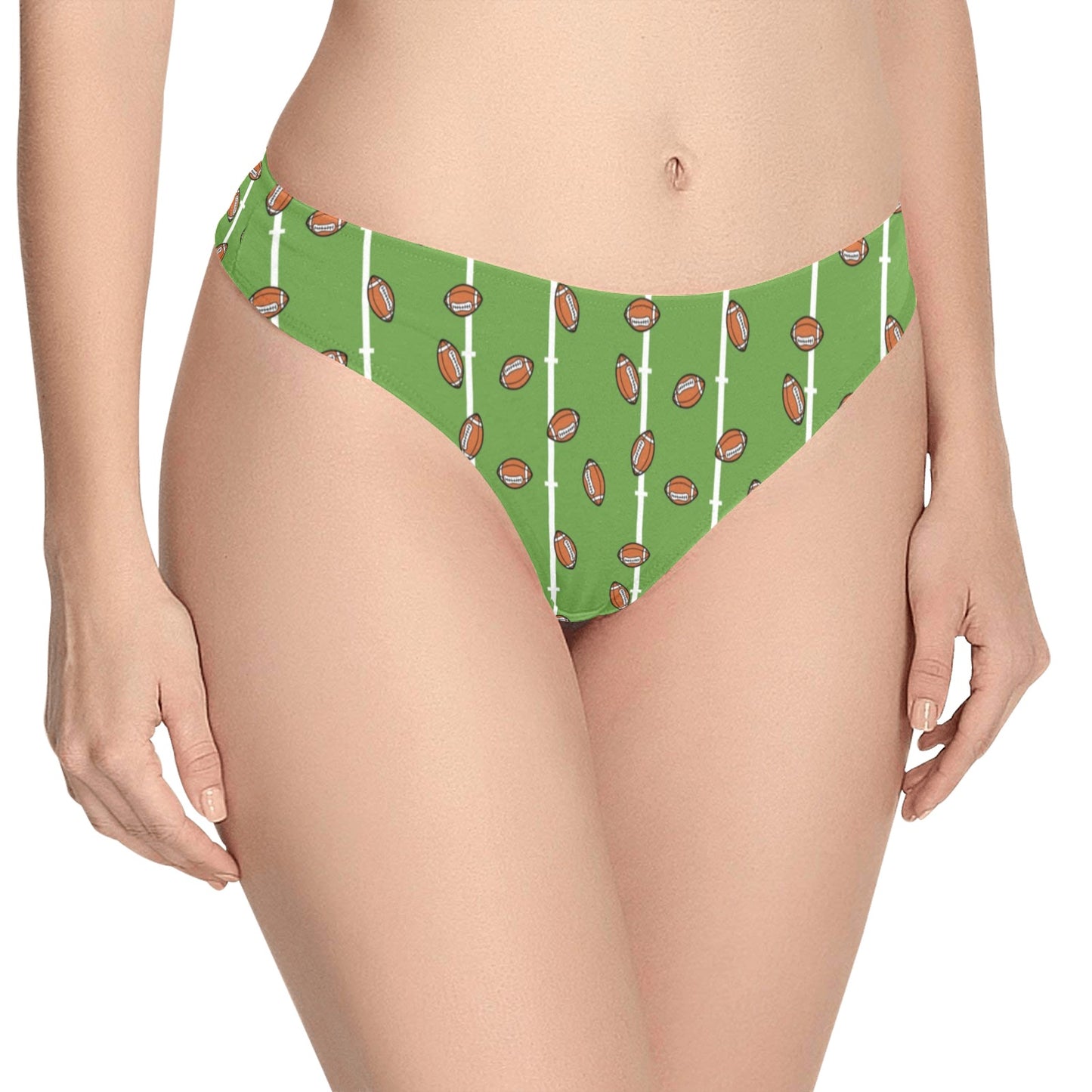 American Football on Field Themed Print Women's Thongs