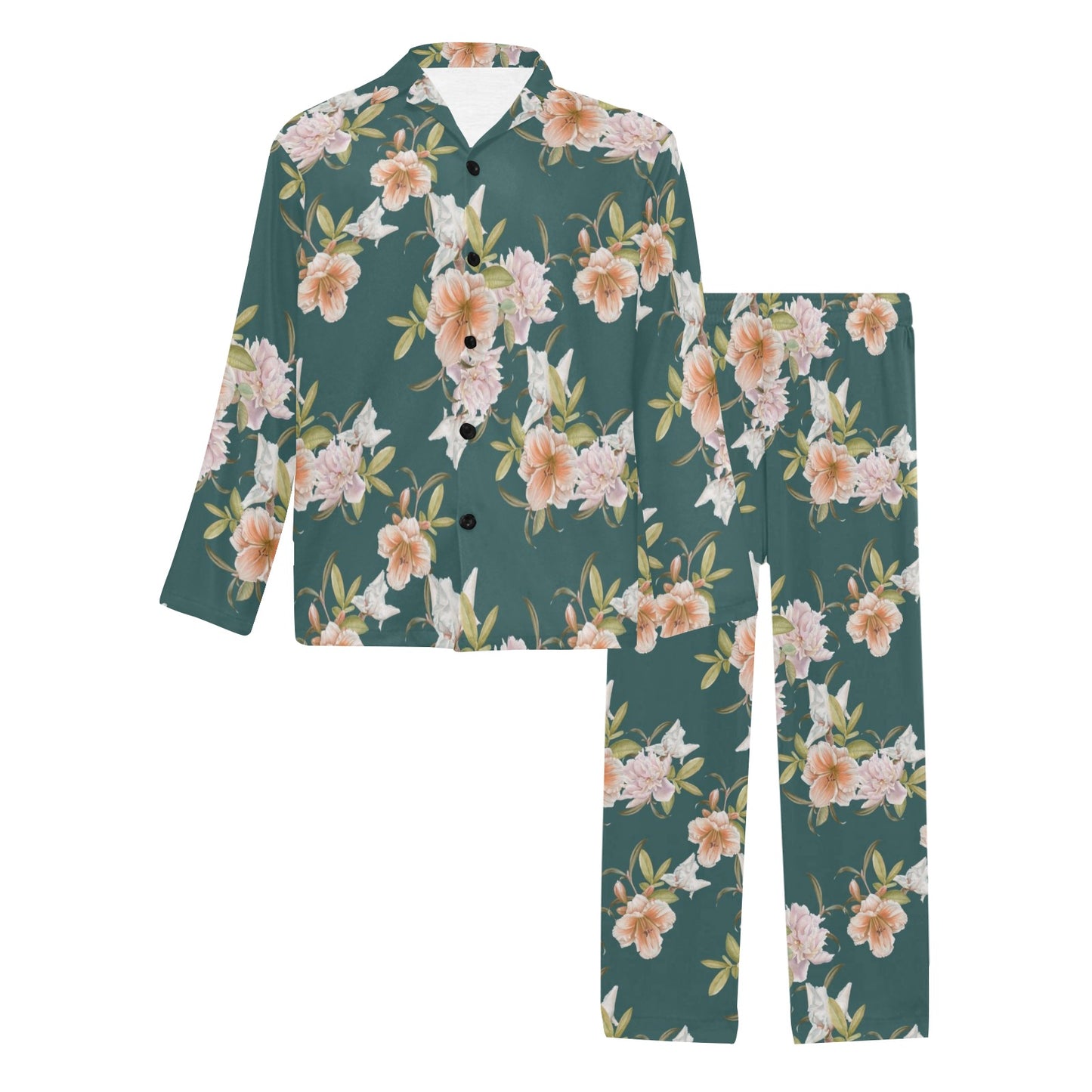 Iris Pattern Print Design IR01 Men's Long Pajama Set