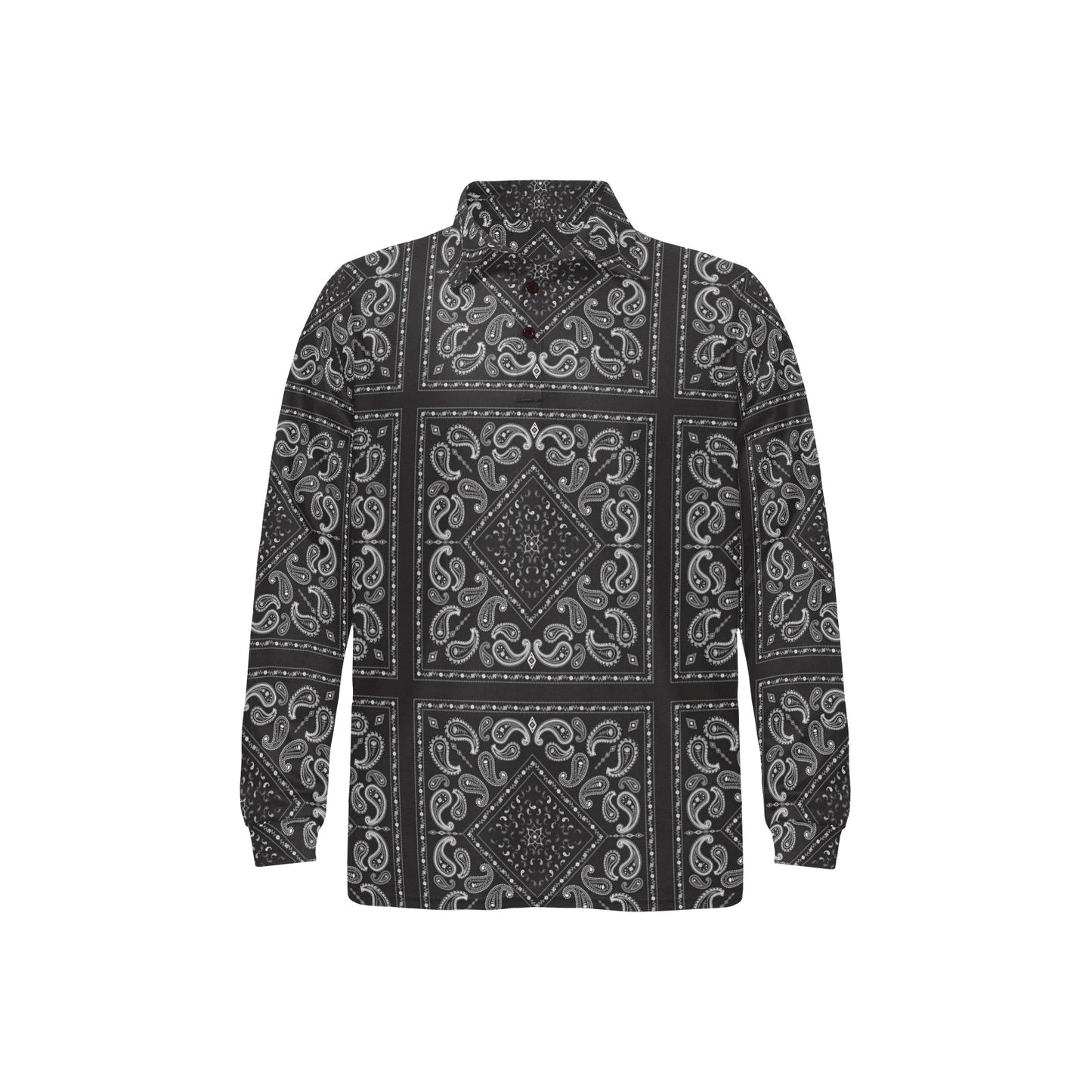 Bandana Black White Print Design LKS302 Long Sleeve Polo Shirt For Men's