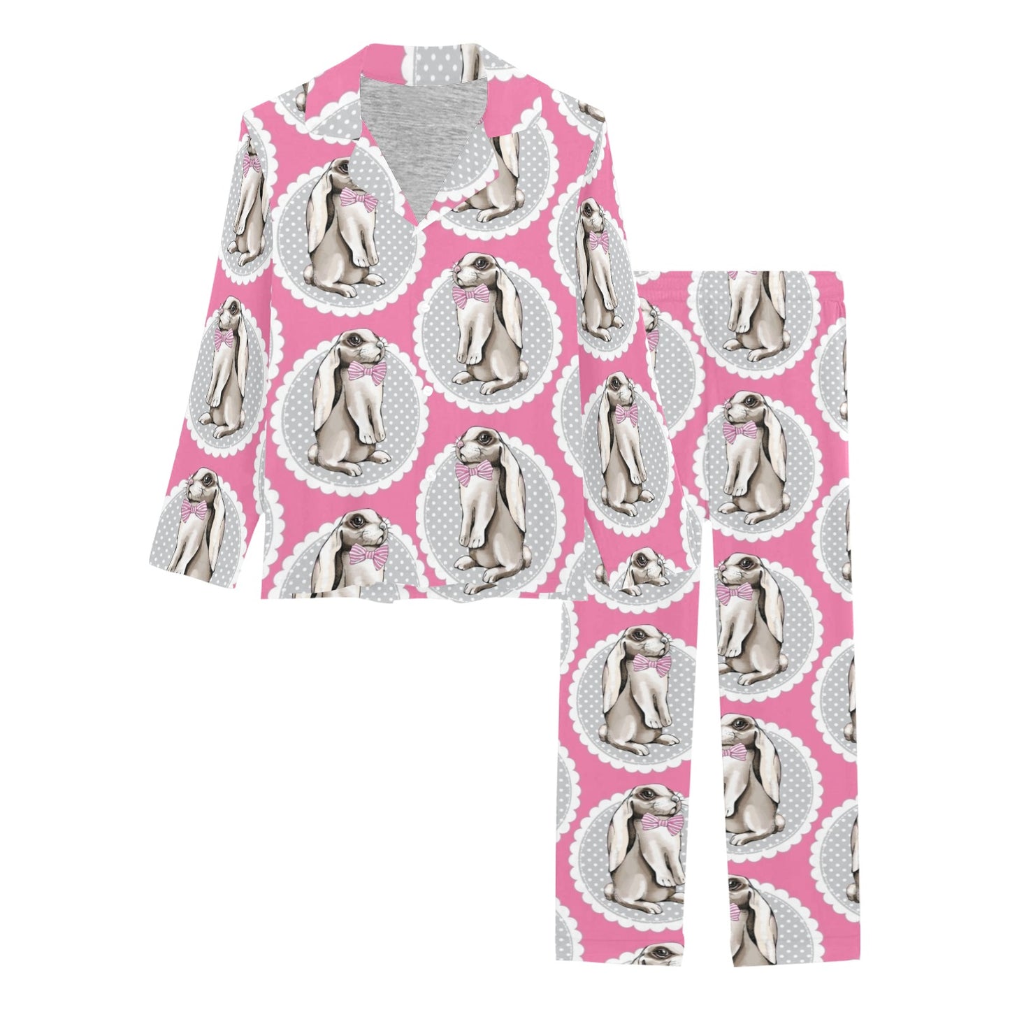 Rabbit Pattern Print Design RB019 Women's Long Pajama Set