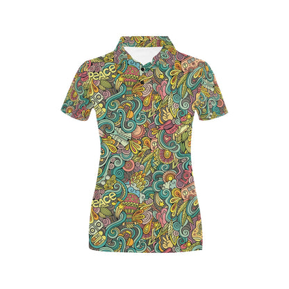Hippie Print Design LKS302 Women's Polo Shirt