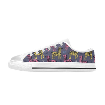 Zebra Print Design LKS303 Women's White Low Top Shoes