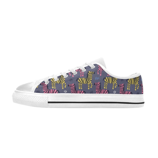 Zebra Print Design LKS303 Women's White Low Top Shoes