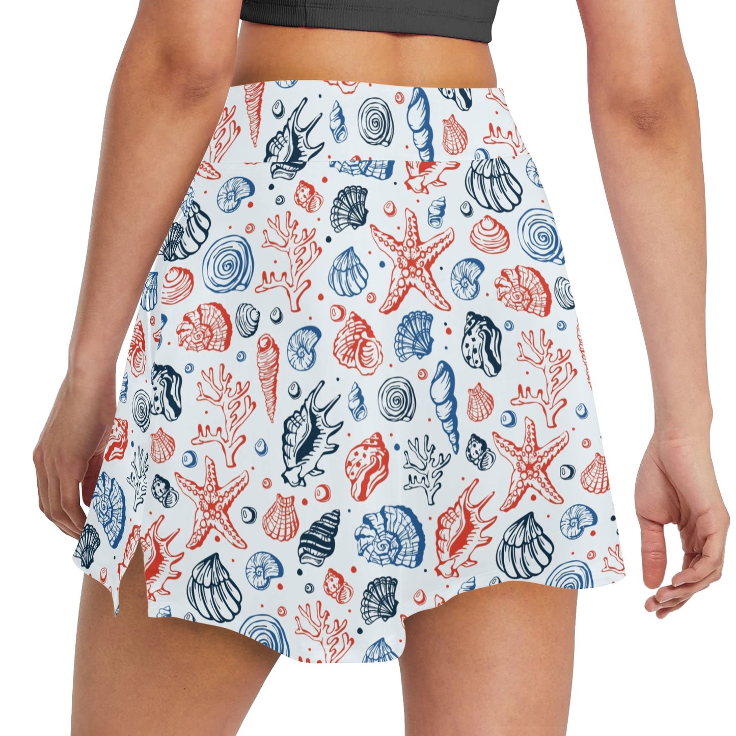 Seashell Print Design LKS307 17" Golf & Pickleball Skort with Pockets