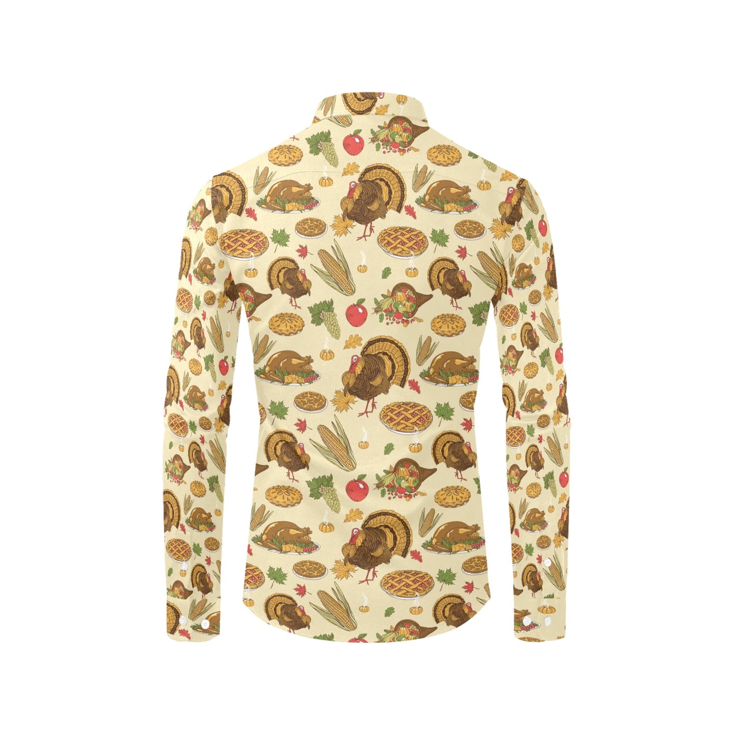 Thanksgiving Print Design LKS302 Men's Long Sleeve Dress Shirt
