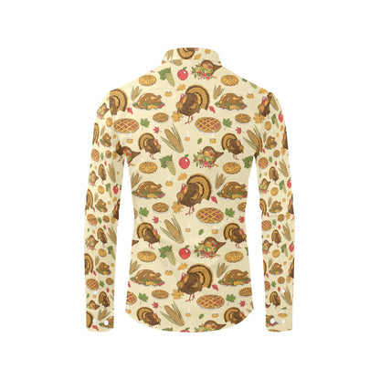 Thanksgiving Print Design LKS302 Men's Long Sleeve Dress Shirt
