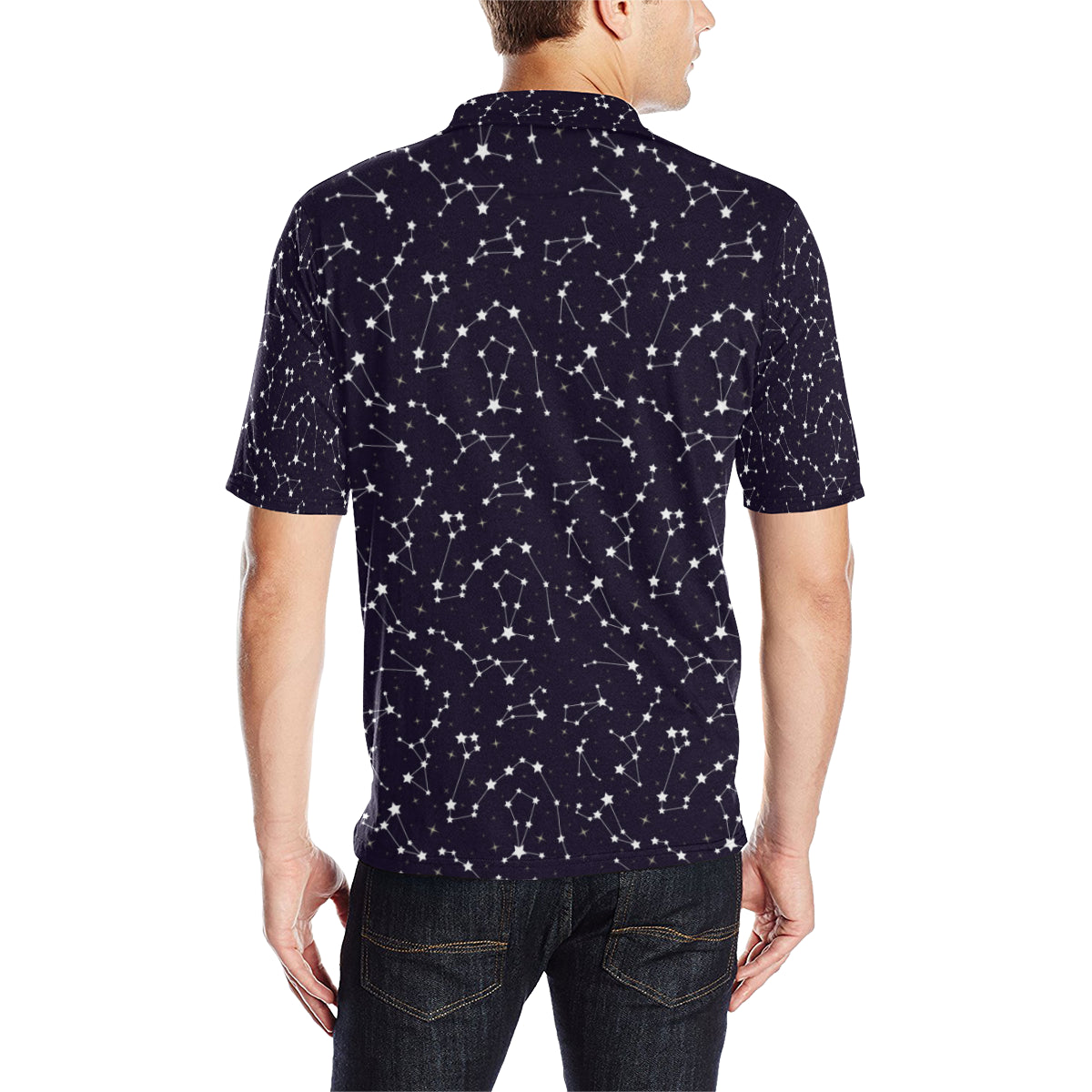 Zodiac Star Pattern Design Print Men Polo Shirt