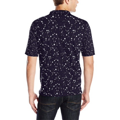 Zodiac Star Pattern Design Print Men Polo Shirt