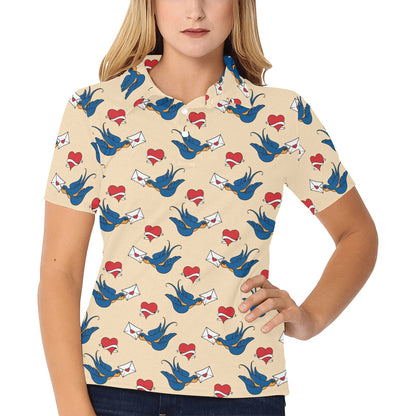 Swallow Bird Pattern Print Design 05 Women's Polo Shirt