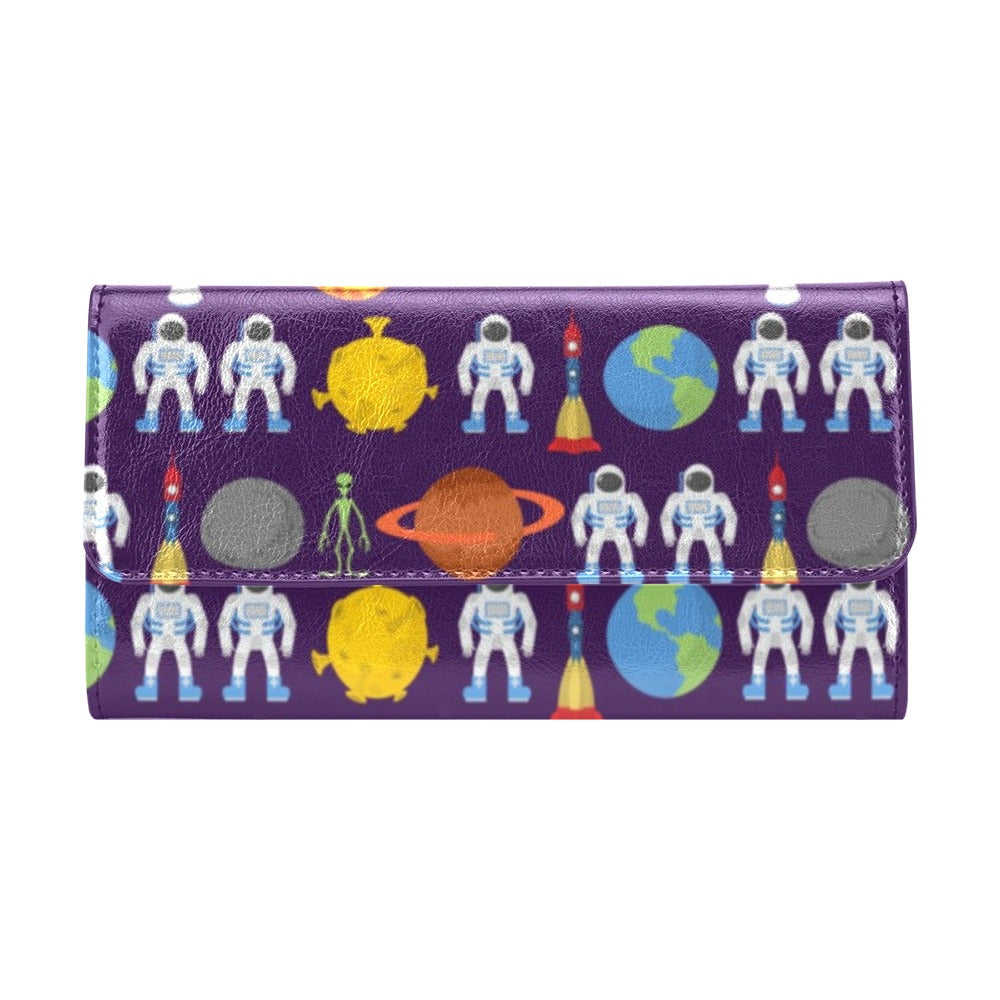 Alien Astronaut Planet Women's Trifold Wallet