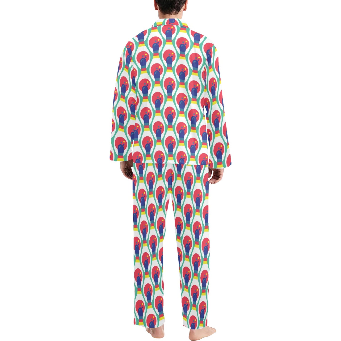 Bowling Pattern Print Design 05 Men's Long Pajama Set
