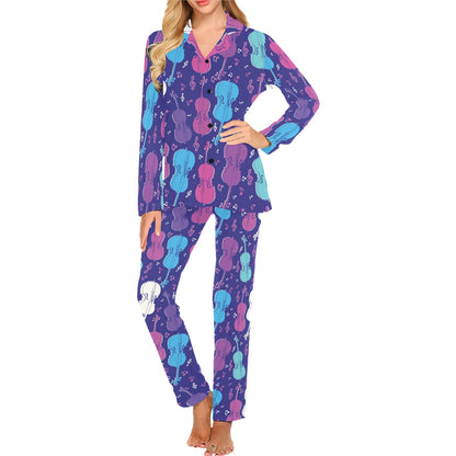 Cello Pattern Print Design 01 Women's Long Pajama Set