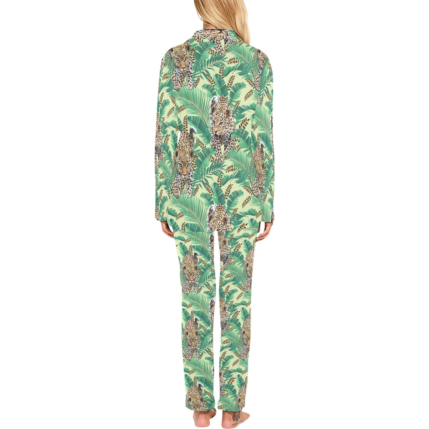 Leopard Pattern Print Design 03 Women's Long Pajama Set