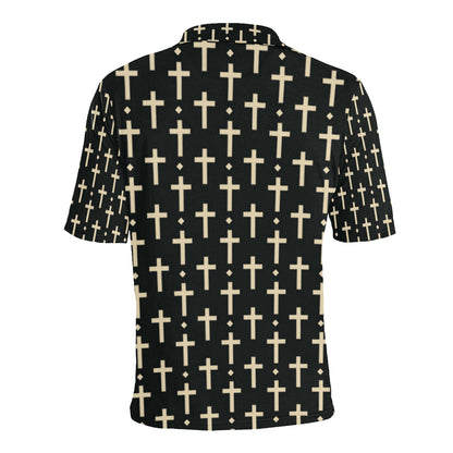 Cross Pattern Print Design 03 Men Polo Shirt
