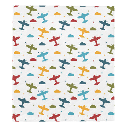 Airplane Pattern Print Design 06 Premium Quilt