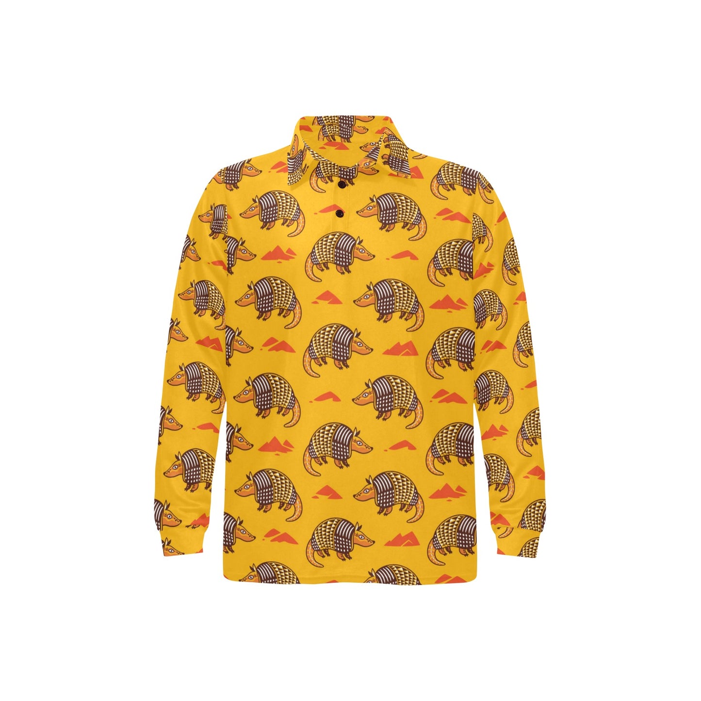 Armadillo Pattern Print Design 03 Long Sleeve Polo Shirt For Men's