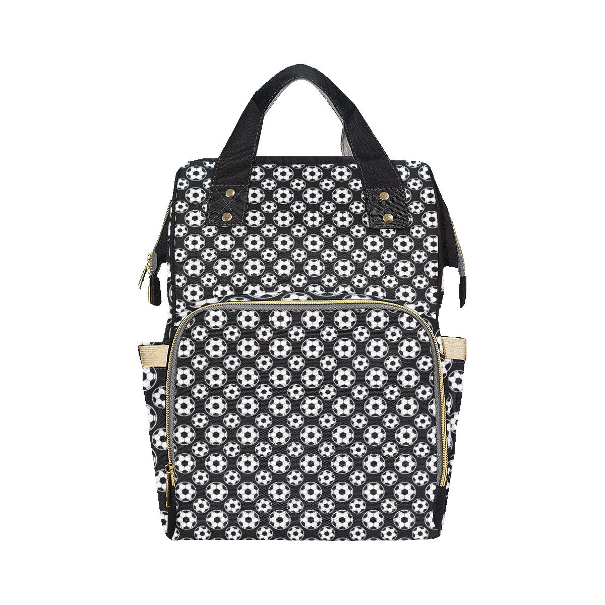Soccer Ball Black Print Pattern Diaper Bag Backpack