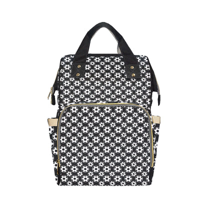 Soccer Ball Black Print Pattern Diaper Bag Backpack