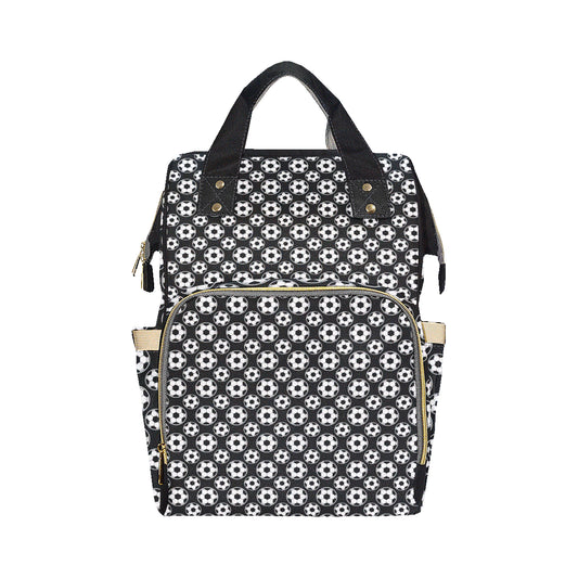 Soccer Ball Black Print Pattern Diaper Bag Backpack
