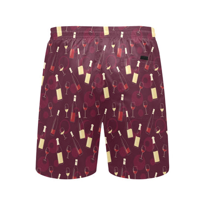 Wine Themed Pattern Print Men's Swim Trunks Beach Shorts