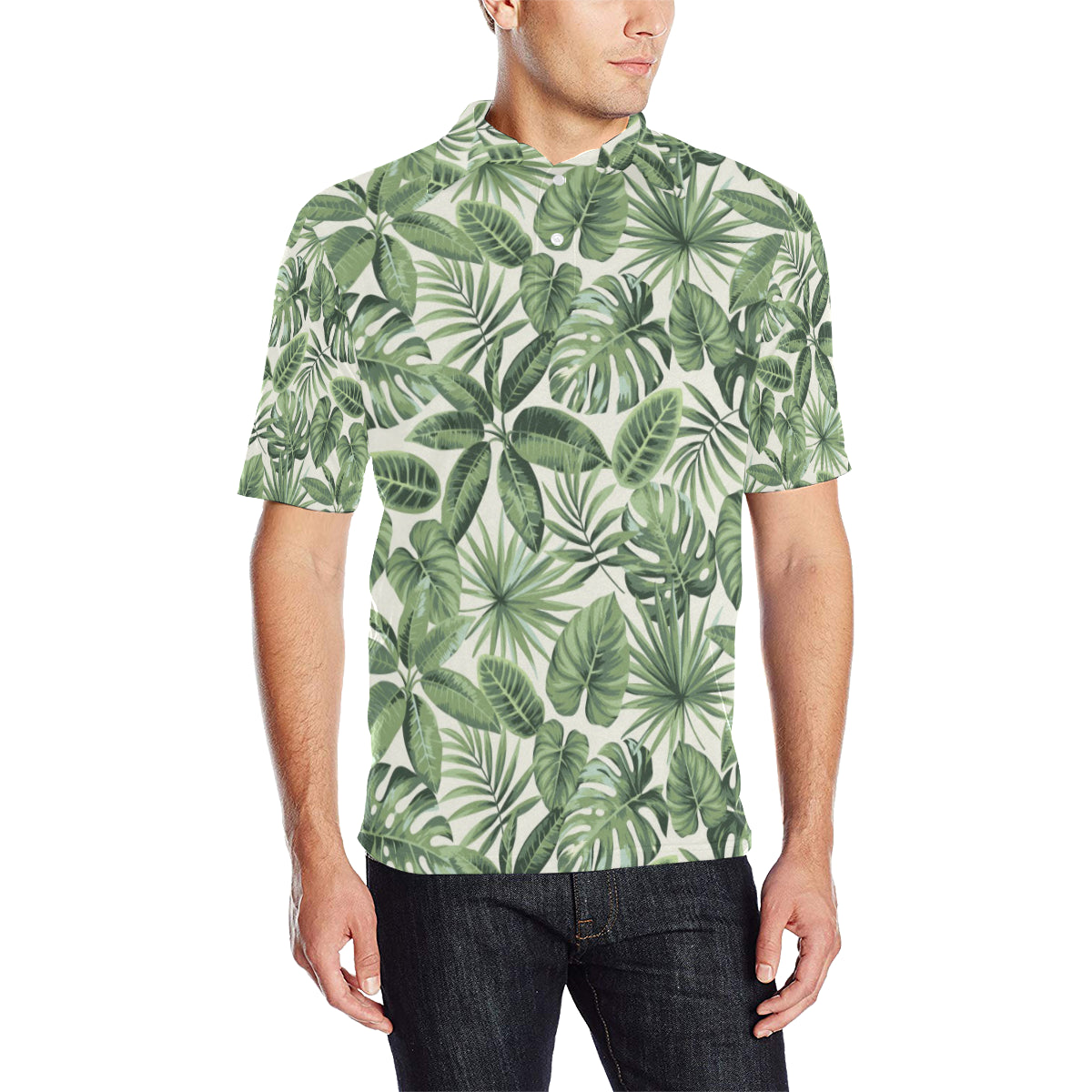 Palm Leaves Pattern Print Design PL014 Men Polo Shirt