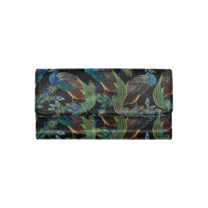 Peacock Pattern Print Design A04 Women's Trifold Wallet