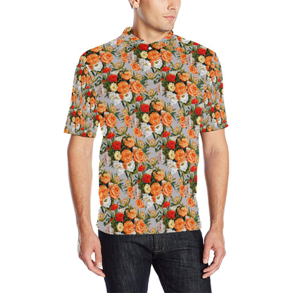 Lisianthus Pattern Print Design LT04 Men Polo Shirt