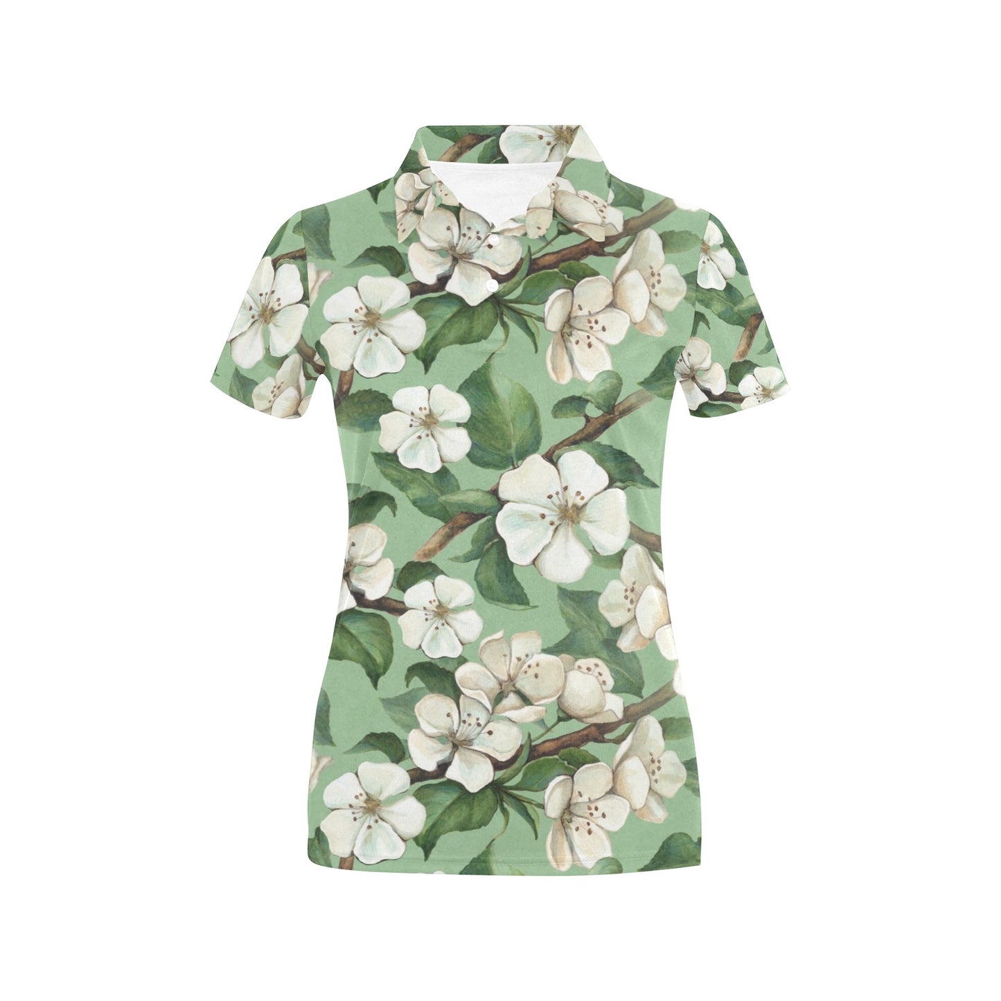 Apple blossom Pattern Print Design AB02 Women's Polo Shirt