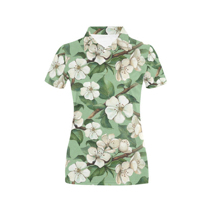 Apple blossom Pattern Print Design AB02 Women's Polo Shirt
