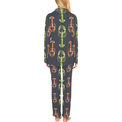 Lobster Pattern Print Design 01 Women's Long Pajama Set