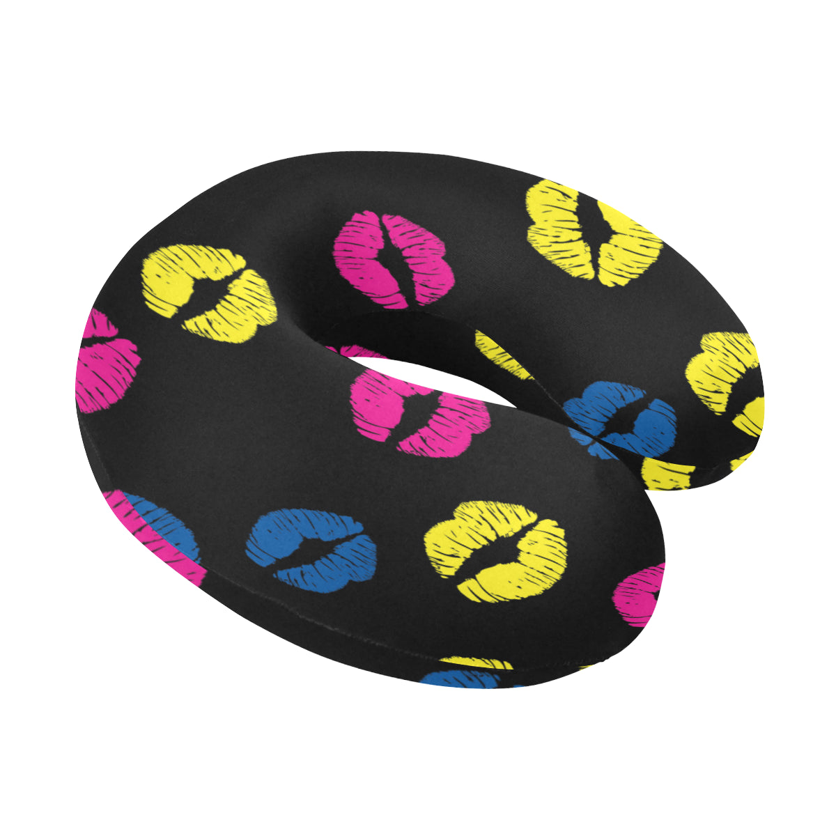 Lip Neon Color Pattern Print Design 01 U-Shaped Travel Neck Pillow