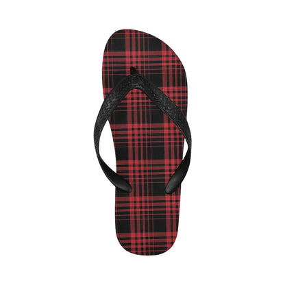 Tartan Red Black Print Design LKS303 Flip Flops