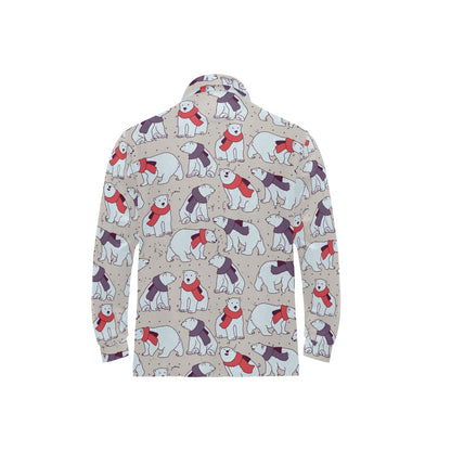 Polar Bear Pattern Print Design PB04 Long Sleeve Polo Shirt For Men's