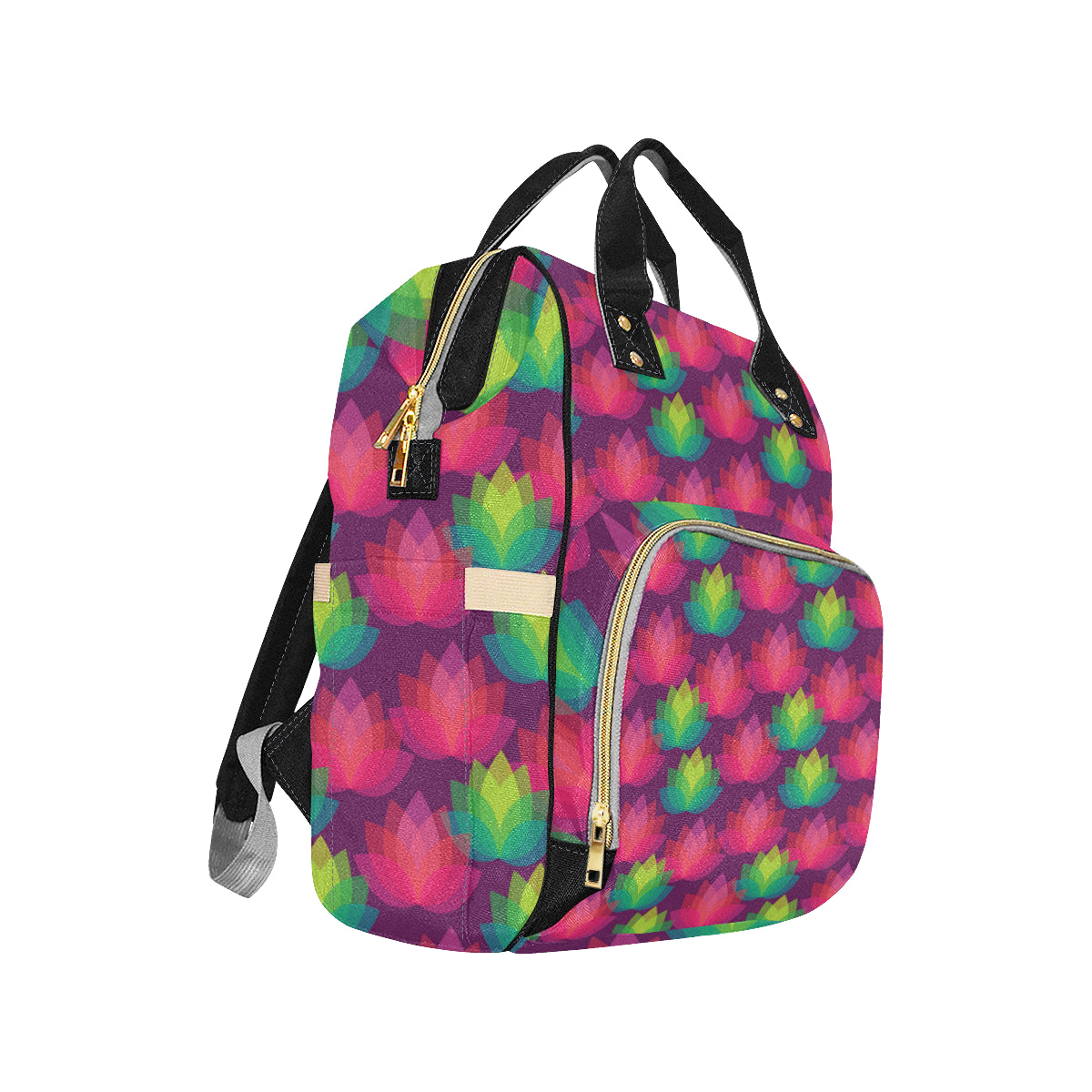 Lotus Pattern Print Design 02 Diaper Bag Backpack