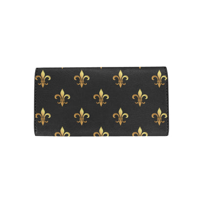 Fleur De Lis Gold Pattern Print Design 03 Women's Trifold Wallet