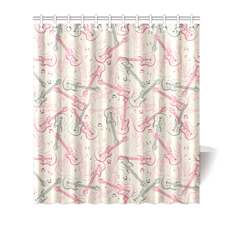 Bass Guitar Pattern Print Design 02 Shower Curtain