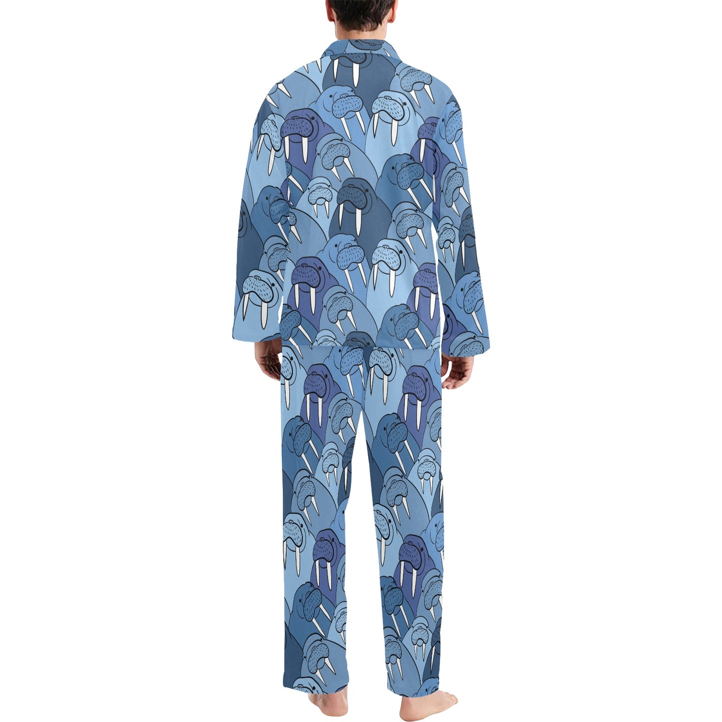 Walrus Pattern Print Design 01 Men's Long Pajama Set