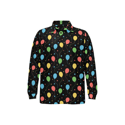 Ballon Colorful Pattern Print Design 04 Long Sleeve Polo Shirt For Men's