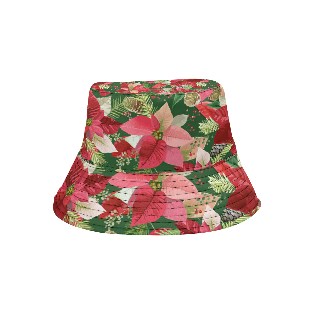Poinsettia Pattern Print Design POT03 Unisex Bucket Hat