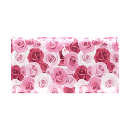 Pink Red Rose Pattern Print Women's Trifold Wallet