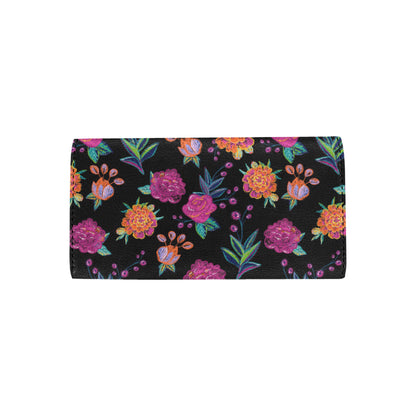 Marigold Pattern Print Design MR02 Women's Trifold Wallet
