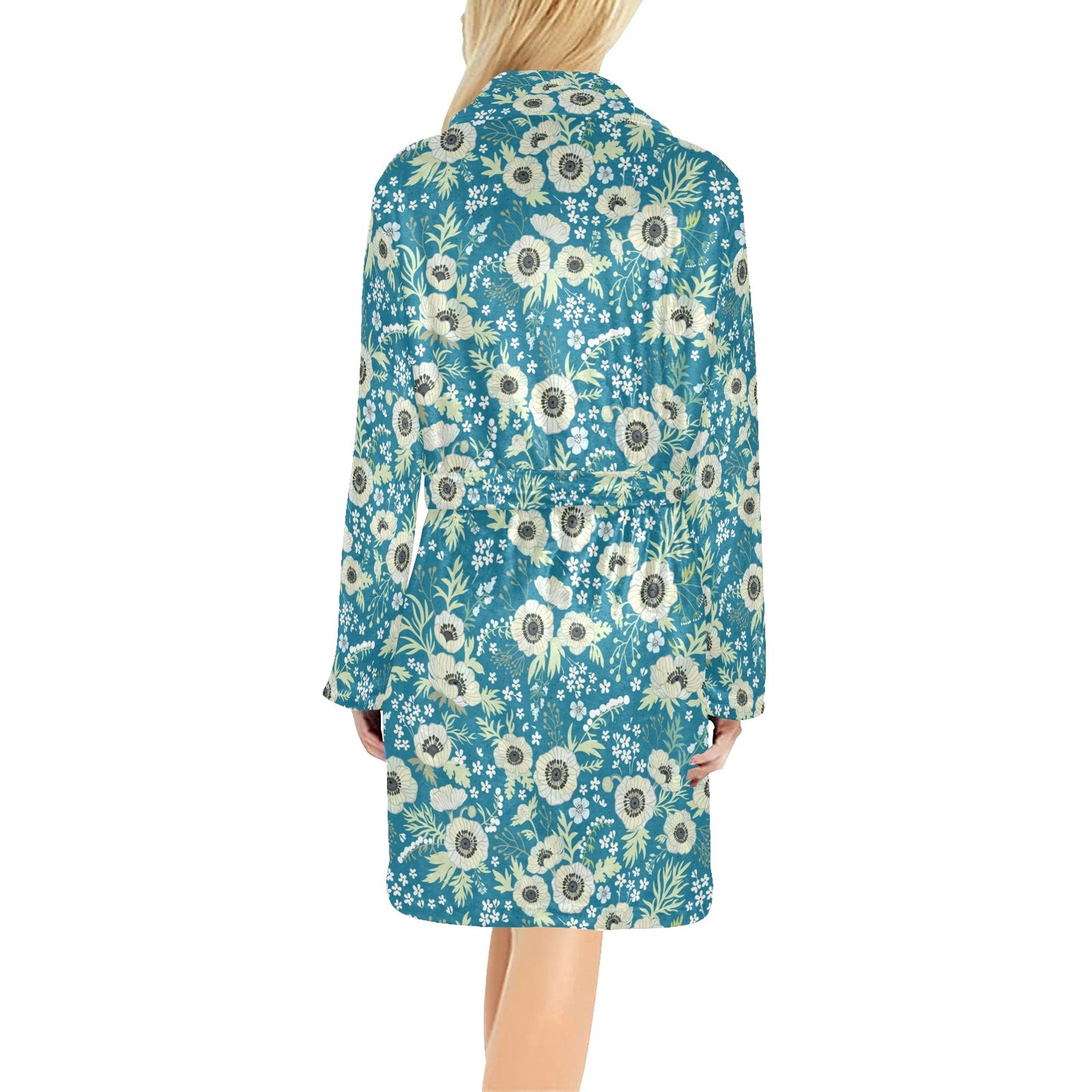 Anemone Pattern Print Design 01 Women's Fleece Robe