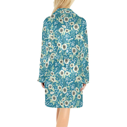 Anemone Pattern Print Design 01 Women's Fleece Robe