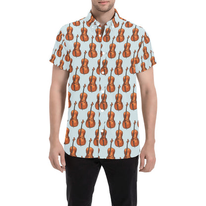 Violin Print Design LKS406 Men Short Sleeve Button Up Shirt